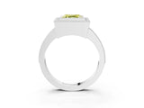 Silver Fancy Yellow Asscher Cut-Cut Diamond Halo Engagement Ring with Pave Band and Prong Setting_9