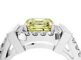Silver Fancy Yellow Asscher Cut Cut Halo Split Shank Prong Set Ring_10