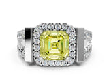 Silver Fancy Yellow Asscher Cut Cut Halo Split Shank Prong Set Ring_6