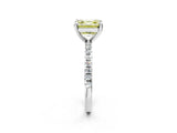 Silver Fancy Yellow Asscher Cut Diamond Brilliant Solitaire Ring with Pavé Band and Four-Prong Setting_26