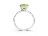 Silver Fancy Yellow Asscher Cut Diamond Brilliant Solitaire Ring with Pavé Band and Four-Prong Setting_27