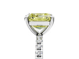 Silver Fancy Yellow Asscher Cut Diamond Brilliant Solitaire Ring with Pavé Band and Four-Prong Setting_29