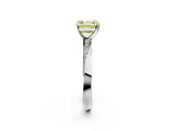 Silver Fancy Yellow Asscher Cut Diamond Engagement Ring with Side Stone Accents and Four-Prong Setting_50