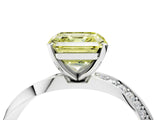Silver Fancy Yellow Asscher Cut Diamond Engagement Ring with Side Stone Accents and Four-Prong Setting_52
