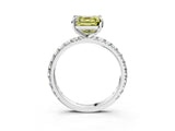 Silver Fancy Yellow Asscher Cut Diamond Pavé Solitaire Ring with Round Band and Prong Setting_3