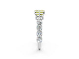 Silver Fancy Yellow Asscher Cut Diamond Side Stone Engagement Ring with Four-Prong Setting_15