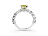 Silver Fancy Yellow Asscher Cut Diamond Side Stone Engagement Ring with Four-Prong Setting_16