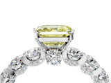 Silver Fancy Yellow Asscher Cut Diamond Side Stone Engagement Ring with Four-Prong Setting_17