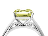 Silver Fancy Yellow Asscher Cut Diamond Solitaire Engagement Ring with Cathedral Setting and Four-Prong Mount_4