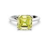 Silver Fancy Yellow Asscher Cut Diamond Solitaire Engagement Ring with Classic Band and Four-Prong Setting_12