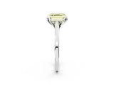 Silver Fancy Yellow Asscher Cut Diamond Solitaire Ring with Flower Prong Setting and Classic Band_2
