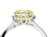 Silver Fancy Yellow Asscher Cut Diamond Solitaire Ring with Flower Prong Setting and Classic Band_4