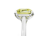 Silver Fancy Yellow Asscher Cut Diamond Solitaire Ring with Flower Prong Setting and Classic Band_5