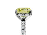 Silver Fancy Yellow Asscher Cut Diamond Solitaire Ring with Round  Pavé Band and Four-Prong Setting_53