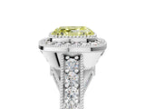 Silver Fancy Yellow Asscher Cut Halo Diamond Split Shank Pave Ring_11