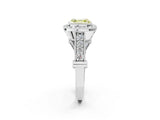 Silver Fancy Yellow Asscher Cut Halo Diamond Split Shank Pave Ring_8