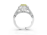 Silver Fancy Yellow Asscher Cut Halo Diamond Split Shank Pave Ring_9