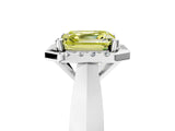 Silver Fancy Yellow Asscher  Cut Halo Solitaire Engagement Ring with Square Band and Four-Prong Setting_29