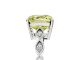 Silver Fancy Yellow Asscher Cut Solitaire Diamond Ring with Infinity Twist Band and Four-Prong Setting_17