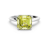 Silver Fancy Yellow Asscher Cut Solitaire Diamond Ring with Six-Prong Setting and Classic Band_18