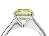 Silver Fancy Yellow Asscher Cut Solitaire Diamond Ring with Six-Prong Setting and Classic Band_22