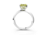 Silver Fancy Yellow Asscher  Cut Solitaire Engagement Ring with Flat Band and Four-Prong Setting 3