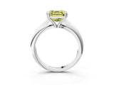 Silver Fancy Yellow Asscher  Cut Solitaire Engagement Ring with Tapered Band and Four-Prong Setting 3