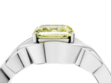 Silver Fancy Yellow Asscher Cut Solitaire Intertwined Band Prong Setting Ring_10