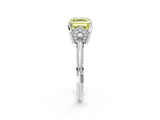 Silver Fancy Yellow Asscher Cut Solitaire Split Shank Pave Diamond Engagement Ring with Four-Prong Setting_8
