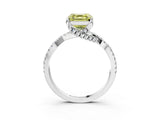 Silver Fancy Yellow Asscher Cut Solitaire Twist Pave Diamond Engagement Ring with Prong Setting_45