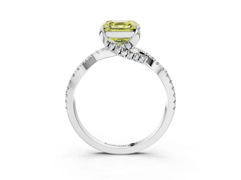 Silver Fancy Yellow Asscher Cut Solitaire Twist Pave Diamond Engagement Ring with Prong Setting_45