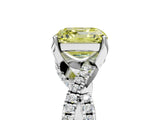 Silver Fancy Yellow Asscher Cut Solitaire Twist Pave Diamond Engagement Ring with Prong Setting_47