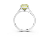 Silver Fancy Yellow Asscher  Solitaire Diamond Ring with Four-Prong Setting and Tapered Band 3