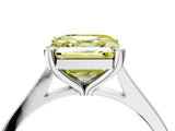 Silver Fancy Yellow Asscher  Solitaire Diamond Ring with Four-Prong Setting and Tapered Band 4