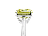 Silver Fancy Yellow Asscher  Solitaire Diamond Ring with Split Shank and Four-Prong Setting_17