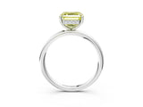 Silver Fancy Yellow Asscher  Solitaire Diamond Ring with a Classic Band and Four-Prong Setting 3