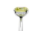 Silver Fancy Yellow Asscher  Solitaire Diamond Ring with a Classic Band and Four-Prong Setting 5