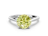 Silver Fancy Yellow Asscher  Solitaire Engagement Ring with Four-Prong Setting and Classic Band
