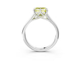 Silver Fancy Yellow Asscher  Solitaire Engagement Ring with Six-Prong Setting and Classic Band 4