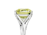 Silver Fancy Yellow Asscher  Solitaire Twist Band Six-Prong Setting 1