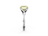 Silver Fancy Yellow Asscher  Solitaire Twist Band Six-Prong Setting 4