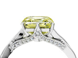 Silver Fancy Yellow Asscher  Solitaire Twist Band Six-Prong Setting
