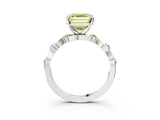 Silver Fancy Yellow Asscher  Solitaire Twisted Band with Prong Setting 3