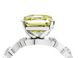 Silver Fancy Yellow Asscher  Solitaire Twisted Band with Prong Setting 4