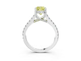 Silver Fancy Yellow Cushion  Brilliant Diamond Solitaire with Pavé Band and Four-Prong Setting 3