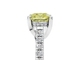 Silver Fancy Yellow Cushion  Brilliant Diamond Solitaire with Pavé Band and Four-Prong Setting 5