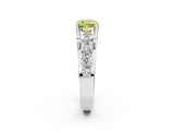 Silver Fancy Yellow Cushion  Brilliant Solitaire with Side Stones on a Pave Band and Four-Prong Setting_14