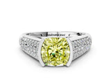 Silver Fancy Yellow Cushion Cut Cut Diamond Channel Set Pave Band with Tension Prong Setting_6