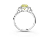 Silver Fancy Yellow Cushion Cut Cut Diamond Cluster Ring with Solitaire Band and Four-Prong Setting_21