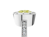 Silver Fancy Yellow Cushion Cut-Cut Diamond Halo Engagement Ring with Pave Band and Prong Setting_17
